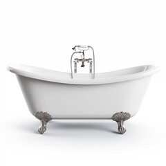 White Clawfoot Bathtub with Silver Faucet  Bathroom Interior Design