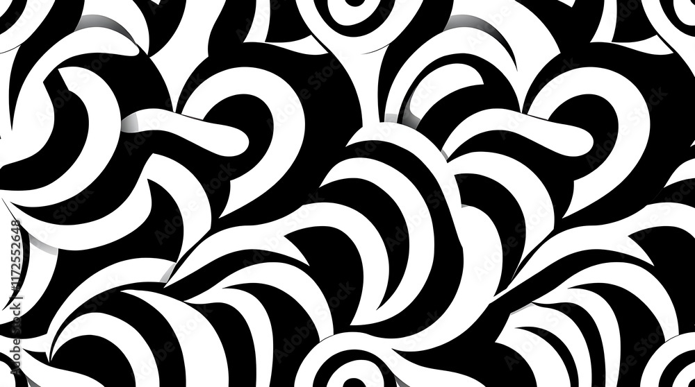 Poster abstract black and white swirls: a captivating and dynamic pattern of black and white swirls creates