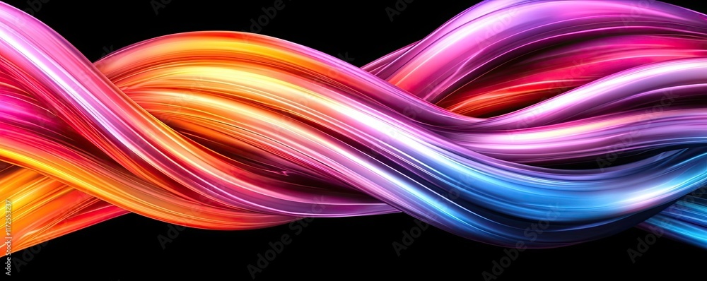 Aufkleber Neon abstract background idea. Vibrant abstract swirls of color create dynamic patterns on a dark background.
