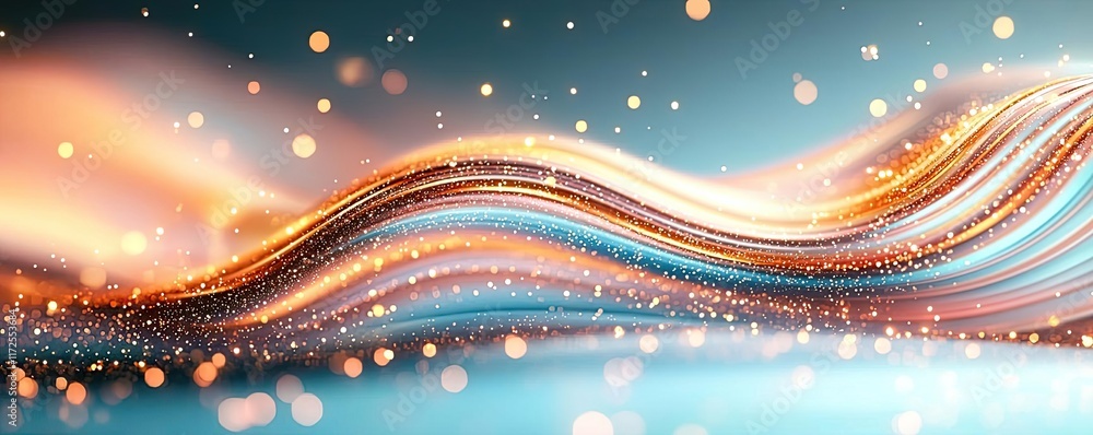 Aufkleber Glitter abstract background concept. Abstract wave of light particles creating dynamic motion and depth in vibrant colors.