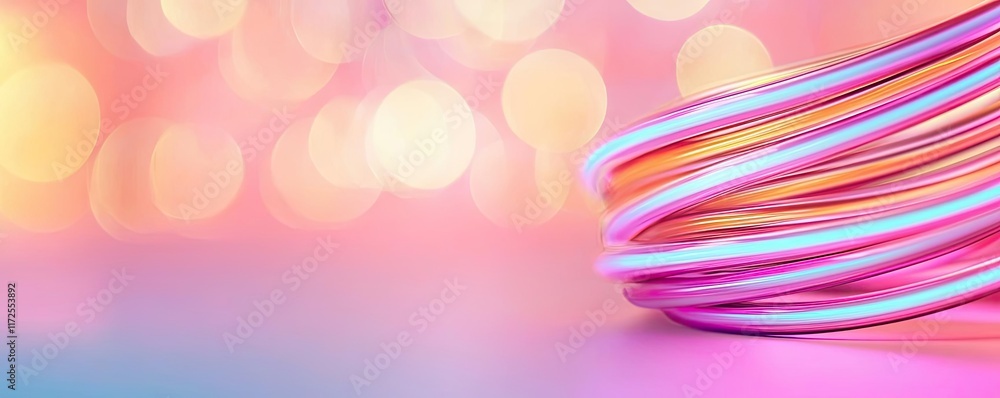 Poster neon abstract background idea. colorful wires intertwine against a soft, glowing background, represe