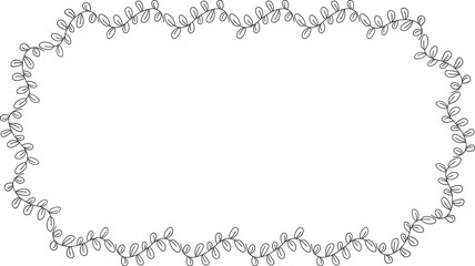 Leaves and Floral Wreath Wedding Card Line Illustration
