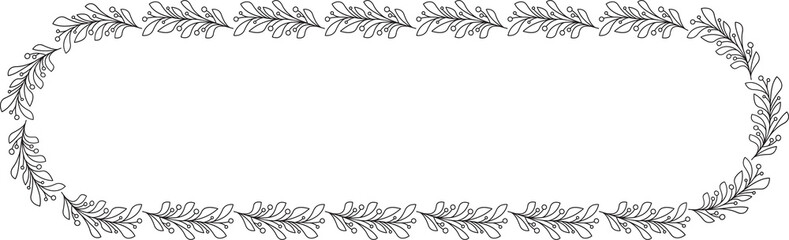 Floral Wreath Wedding Card Line Illustration
