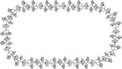 Floral Wreath Wedding Card Line Illustration
