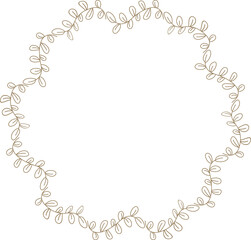 Floral Wreath Wedding Card Line Illustration
