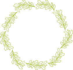 Floral Wreath Line Art Illustration
