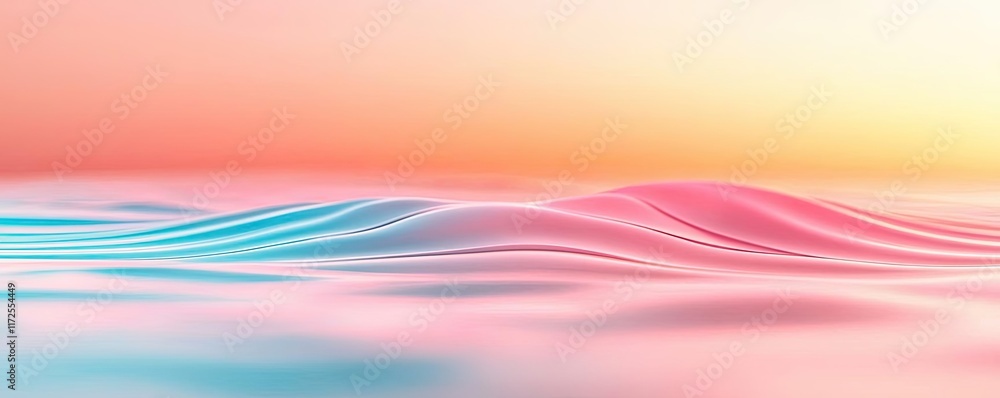 Poster pastel abstract background idea. a serene wave pattern with soft pink and blue hues at sunset, conve