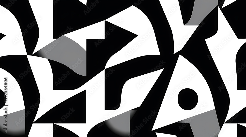 Poster abstract geometric pattern in black and white: a captivating abstract pattern in black and white, fe