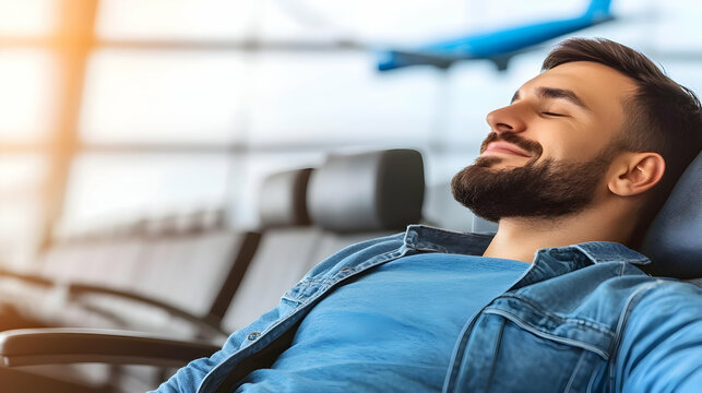 Relaxed Man Airport Photo