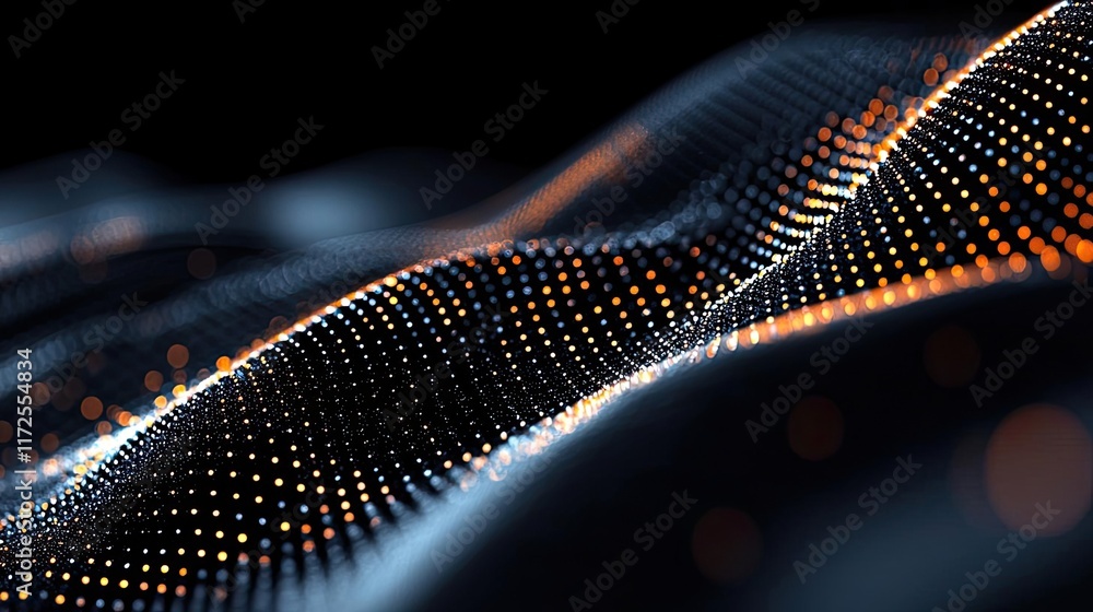 Poster Glitter abstract background concept. Abstract digital waves with glowing particles creating a stunning visual effect.