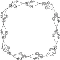 Floral Wreath Line Art Illustration
