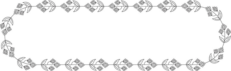 Floral Wreath Line Art Illustration
