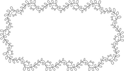 Floral Wreath Line Art Illustration
