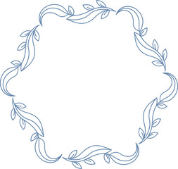 Floral Wreath Wedding Card Line Illustration
