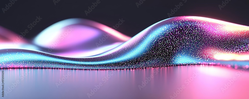Poster Glitter abstract background concept. Vibrant, abstract waves with glowing lights and unique textures create a captivating scene.