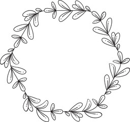 Floral Wreath Wedding Line Illustration
