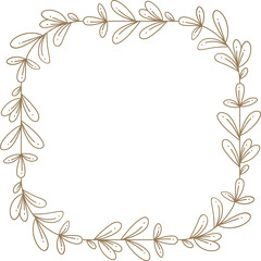 Floral Wreath Wedding Line Illustration

