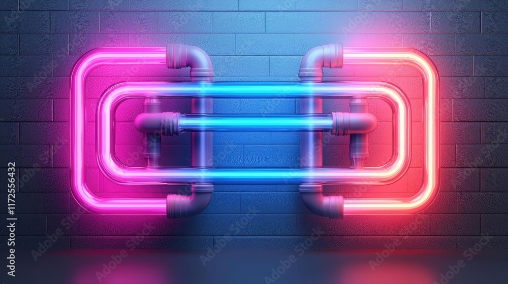 Poster neon abstract background idea. colorful neon tubes create a vibrant, modern abstract design on a tex