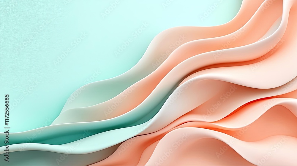 Aufkleber Pastel abstract background idea. Abstract waves in soft colors create a soothing and modern visual experience.