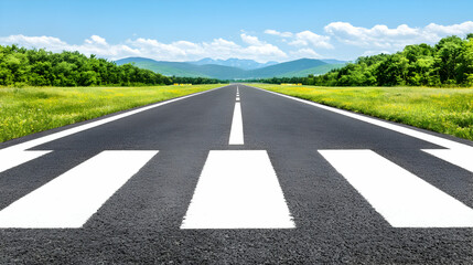 Fototapeta premium Asphalt Road to Mountains Illustration