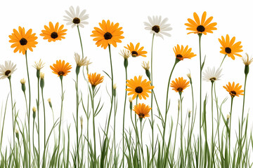 Vibrant Orange and White Flowers Illustration