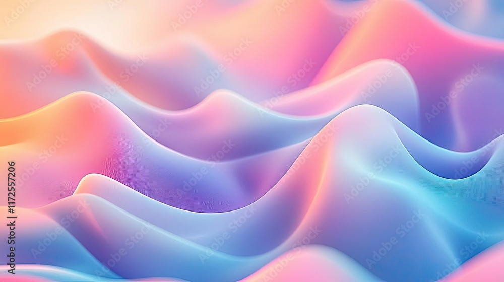 Poster Pastel abstract background idea. Colorful abstract waves create a mesmerizing visual display of light and movement.