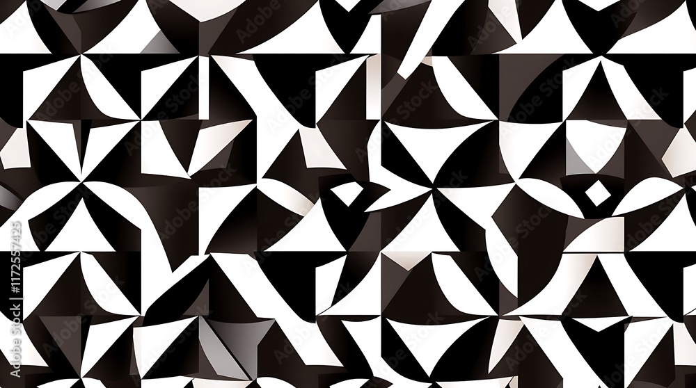 Aufkleber abstract black and white geometric pattern: a captivating, seamless pattern of interlocking black an