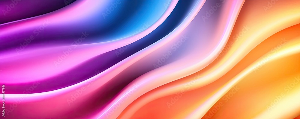 Poster Neon abstract background idea. A vibrant abstract wave pattern featuring smooth transitions of color and light.