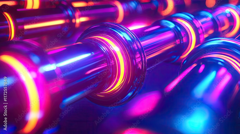 Aufkleber neon abstract background idea. futuristic neon tubes creating a vibrant, high-tech atmosphere in dig