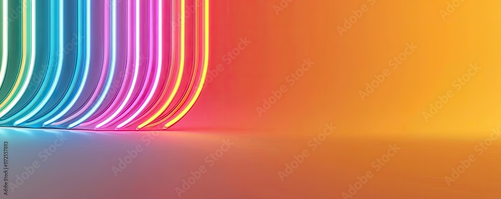 Aufkleber Neon abstract background idea. A vibrant gradient background with neon lines creating a dynamic visual effect.