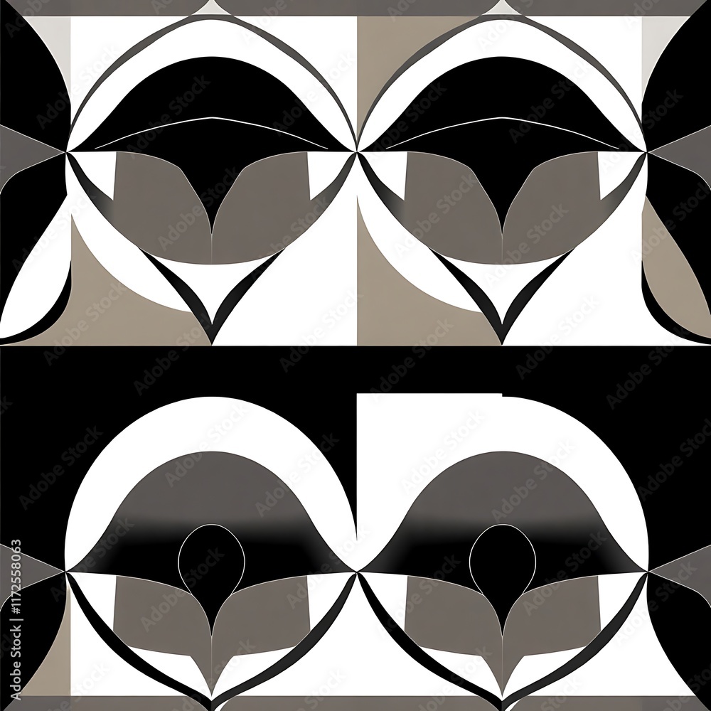 Poster abstract monochrome pattern: geometric grayscale design with repeating shapes, creating a stylish an
