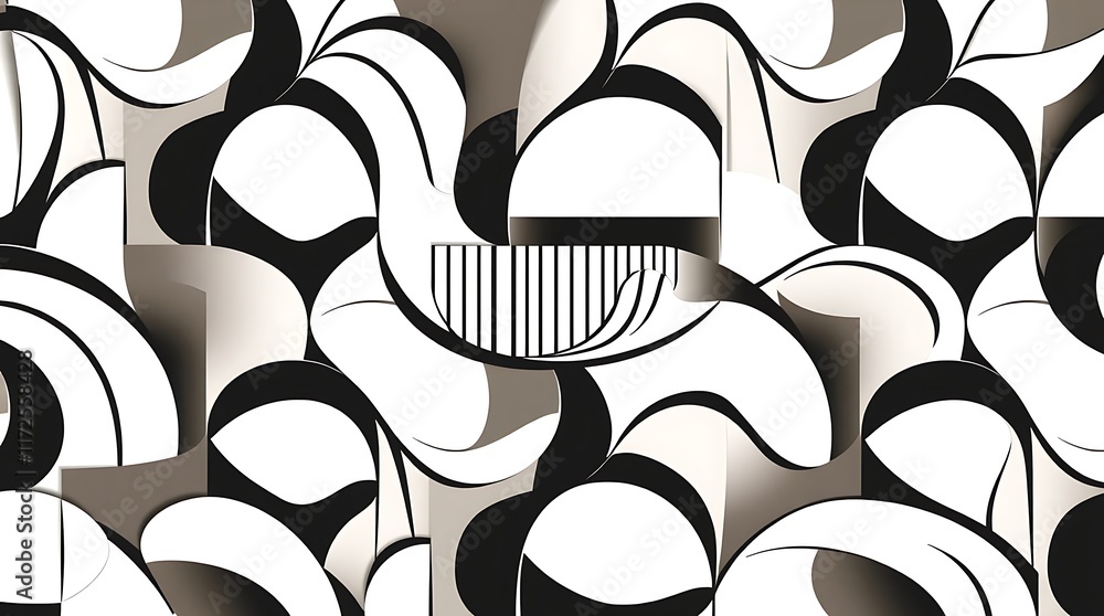 Poster abstract monochrome pattern: an intricate, abstract pattern featuring a mesmerizing fusion of black,