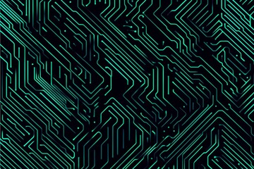 Abstract close-up of a glowing blue digital circuit board, showcasing intricate connections and technological design on a black background.
