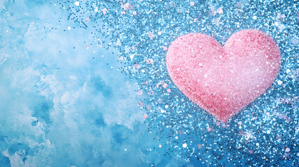 Obraz premium parkling Pink Heart on Glittery Blue Background