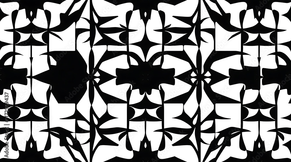 Poster abstract geometric pattern: a mesmerizing black and white design features intricate geometric shapes