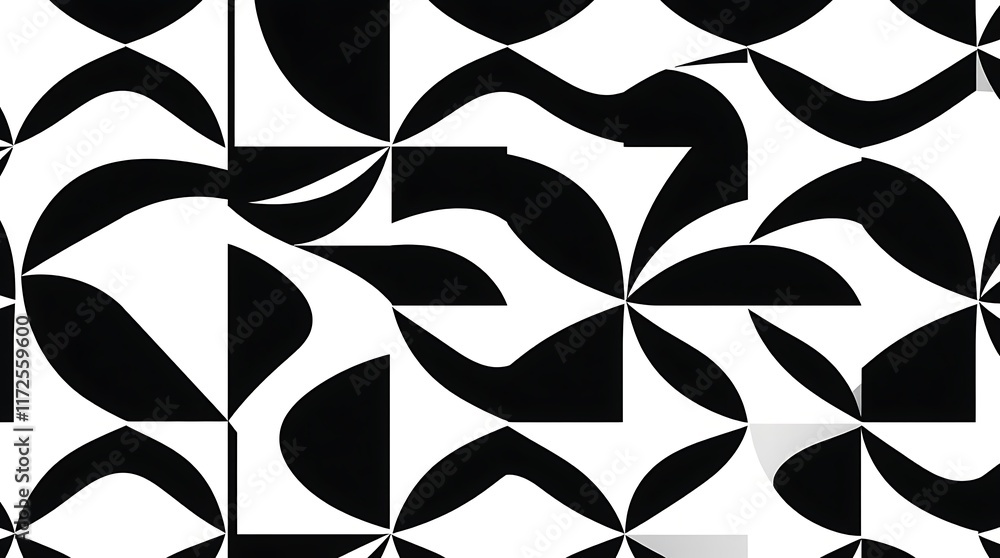 Aufkleber abstract black and white geometric pattern: a mesmerizing interplay of black and white shapes create