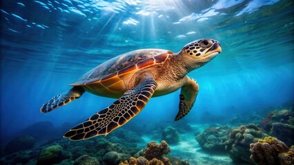 Hawksbill Sea Turtle in Indian Ocean