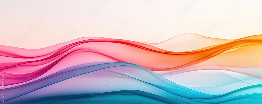 Poster Pastel abstract background idea. Abstract colorful waves creating a smooth and vibrant background design.