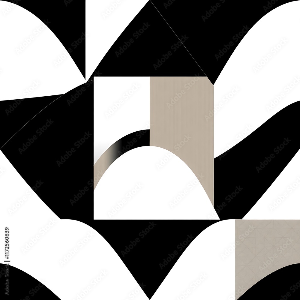 Poster abstract geometric shapes: a visually captivating design featuring a seamless pattern of black, whit