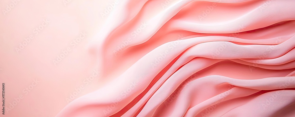 Poster Pastel abstract background idea. Soft pink fabric drapes elegantly, creating a calming and serene atmosphere.