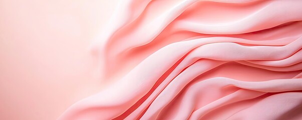 Fototapeta premium Pastel abstract background idea. Soft pink fabric drapes elegantly, creating a calming and serene atmosphere.