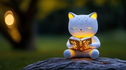 A mystical creature in a person feeling relaxed while reading a book in a cozy nook. High Quality