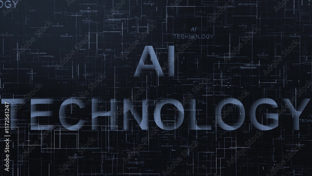 Poster 3d AI technology text data line background