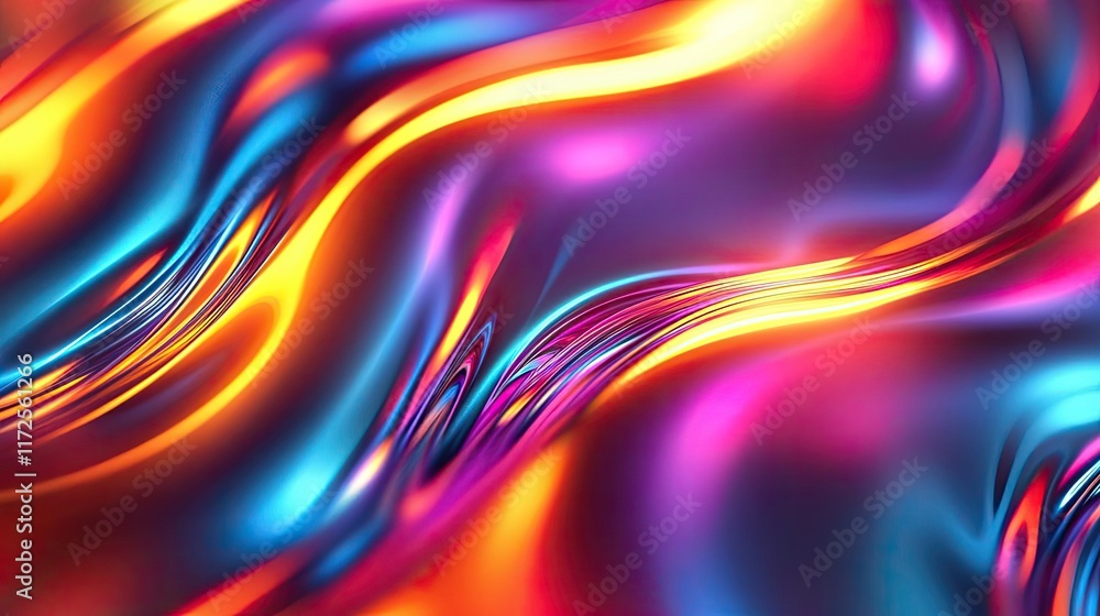 Poster Neon abstract background idea. Abstract colorful waves of light creating a vibrant and dynamic visual experience.