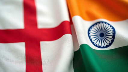 England and India two flags textile cloth together