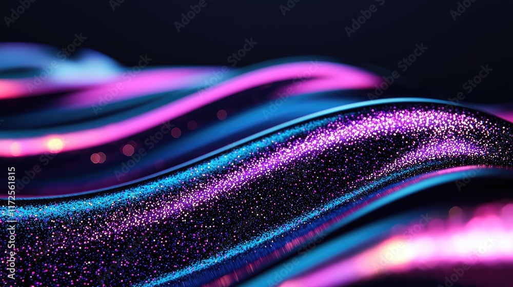 Poster Glitter abstract background concept. Abstract vibrant waves of color creating a mesmerizing visual effect.
