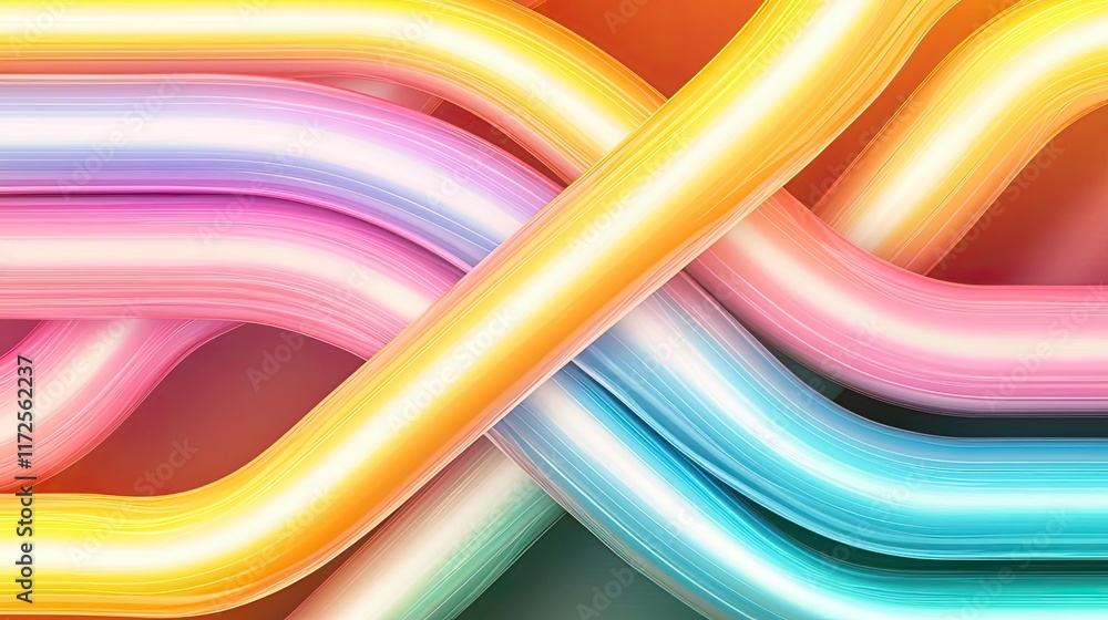 Poster Neon abstract background idea. Colorful abstract lines interweaving to create a vibrant and dynamic visual effect.