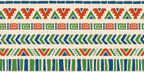 Hand drawn abstract seamless pattern, ethnic back ground. Aztek style - great for textiles, banners, wallpapers, wrapping - vector design.