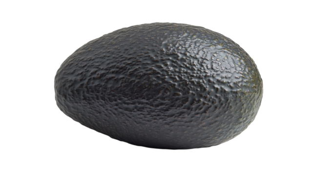 Fresh avocado half isolated on white transparent background