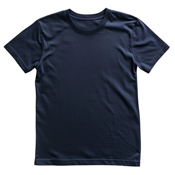 Cotton T-Shirt Crew Neck Navy Isolated On A White Background